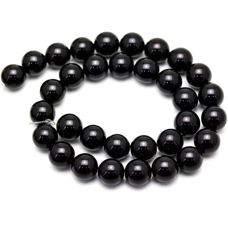 PLTbeads خرز بلاستيكي من الأحجار الكريمة دائري فضفاض تقريبًا 15.5 بوصة 1 خيط لكل كيس لصنع المجوهرات وإكسسواراتها (8 مم، أونيكس أسود) - Image 3
